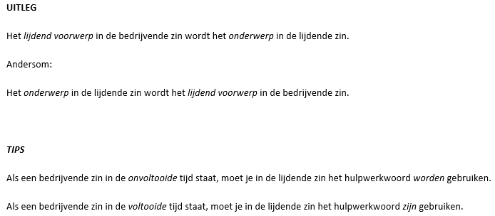 Van bedrijvende naar lijdende vorm